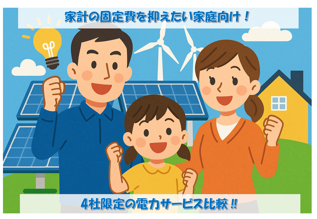 家計の固定費を抑えたい家庭向け！4社限定の電力サービス比較‼