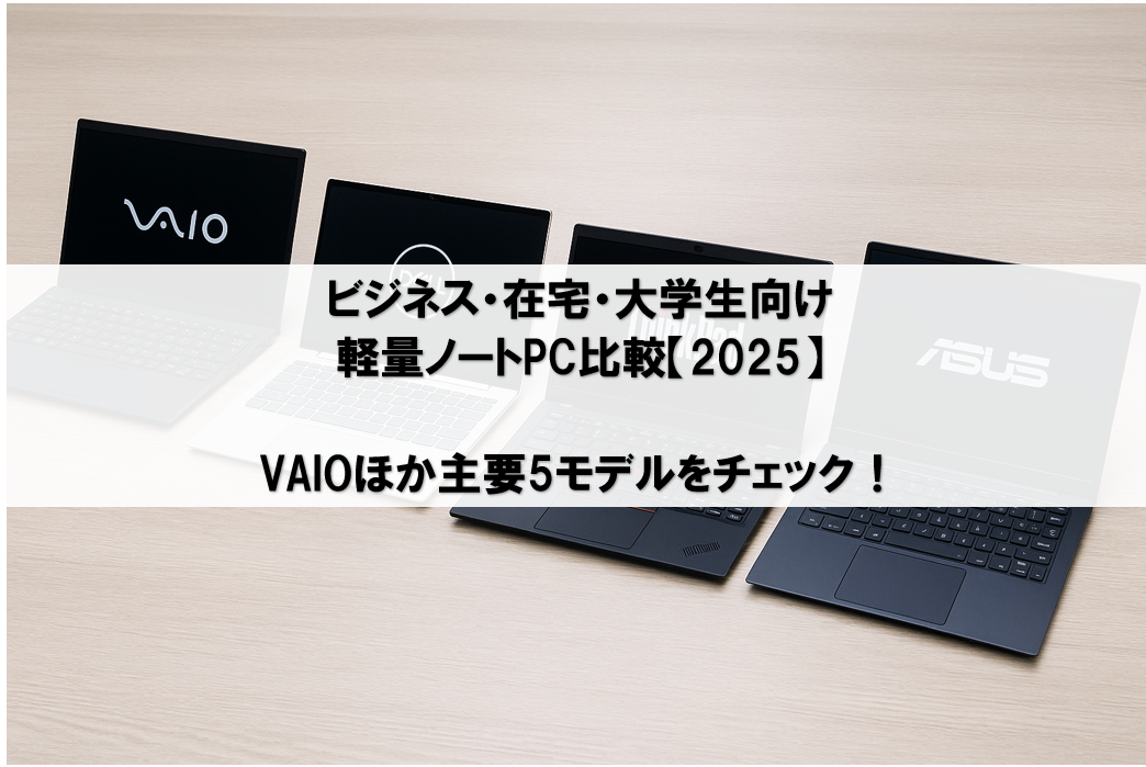 ビジネス・在宅・大学生向け軽量ノートPC比較【2025】VAIOほか主要5モデルをチェック！